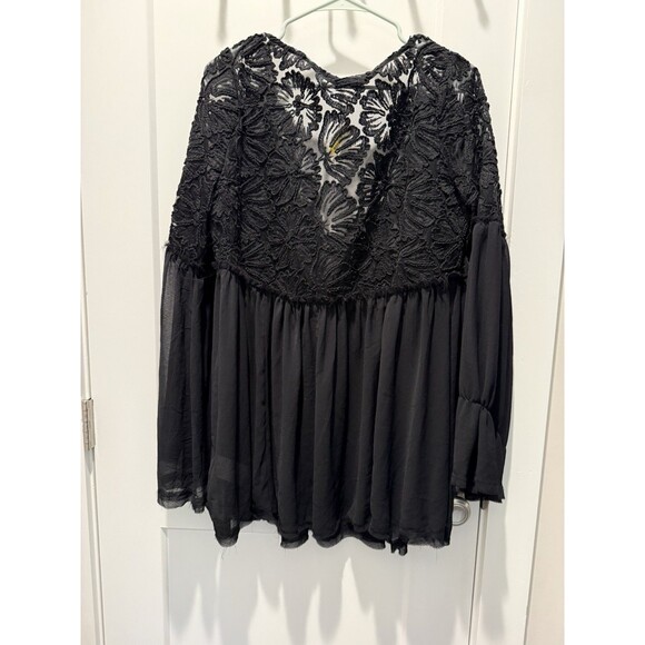 $168 Free People Magdalene Sweetheart Neck Long Sleeves Crochet Tunic Boho NWT M - Picture 6 of 7